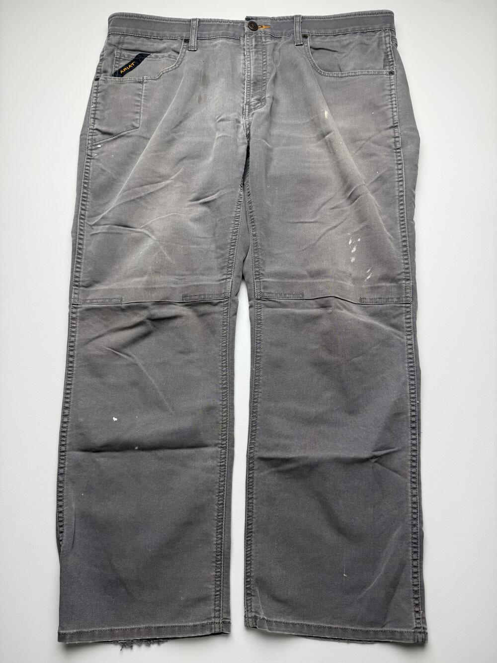 Ariat Rebar M4 Jeans Mens 38x32 Gray Charcoal Canvas Relaxed Bootcut Work